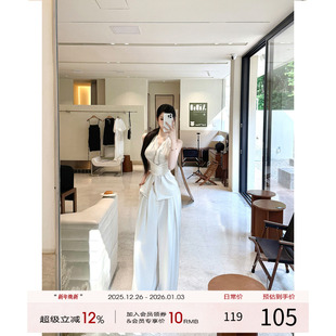 【现货】灰尘邓邓 老钱风穿搭套装女夏季法式无袖上衣裤子两件套