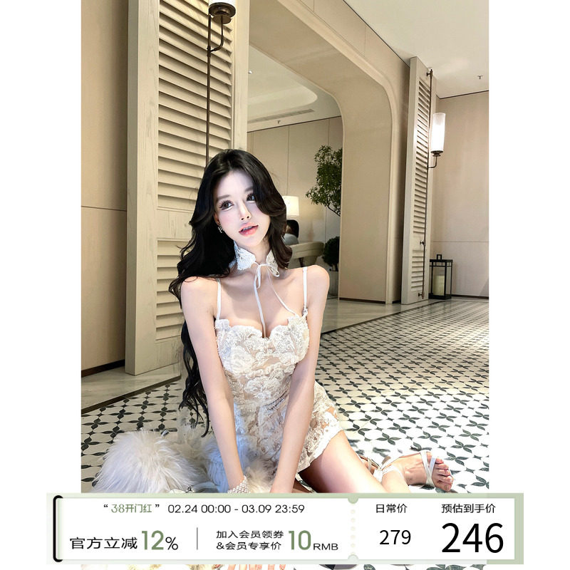 灰尘邓邓 法式吊带连衣裙女2026早春新款高级感包臀裙抹胸裙子