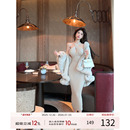 包臀长裙性感内搭裙子 新款 灰尘邓邓 挂脖针织连衣裙女2025冬季