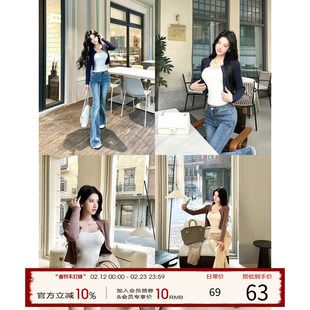 【现货】灰尘邓邓 短款针织外套女冬季辣妹毛衣开衫长袖修身上衣