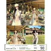 性感挂脖上衣雪纺半身长裙 女2026早春新款 灰尘邓邓 度假穿搭套装