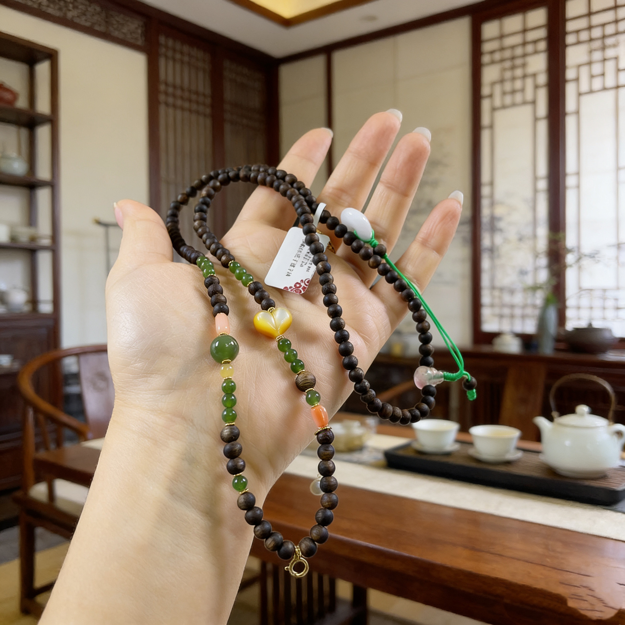 高油脂沉香万能链 可搭蜜蜡碧玉 文玩多宝挂链 新中式国风项链