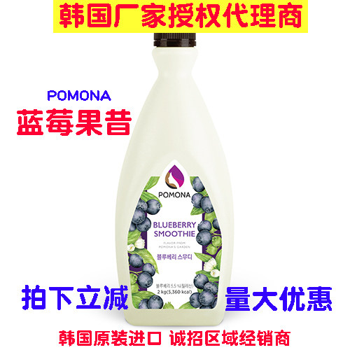 韩国进口波莫娜Pomona蓝莓味果昔 蓝莓果酱 浓缩果酱饮品冰沙果酱