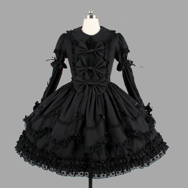 thumbnail for Killing Halloween Lolita Dress Gothic Dark Goddess Lace Dress Lolita Dress Pure Black