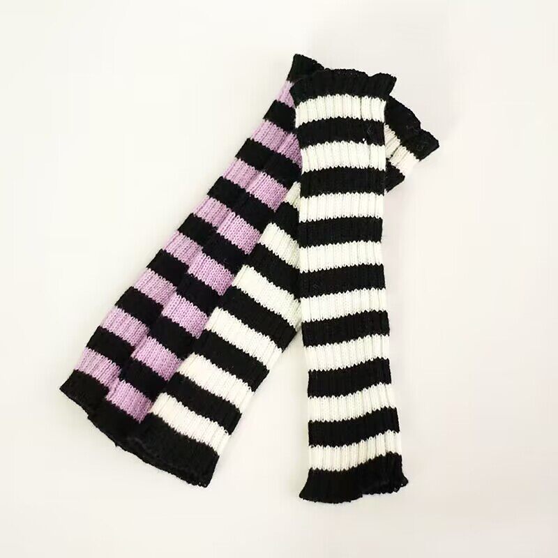 2022 NEW SLEEVE WINTER MID LONG CUTE JAPANESE WOOL KNIT WARM STRIPED ARM COVER ARTIFICIAL ARM COVER WOMEN