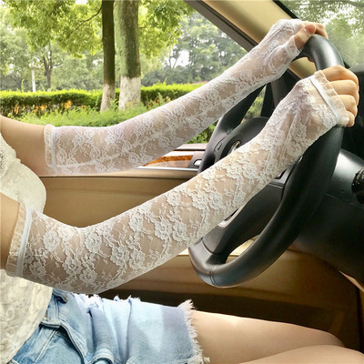 蕾丝防晒手套女夏遮阳长款开车