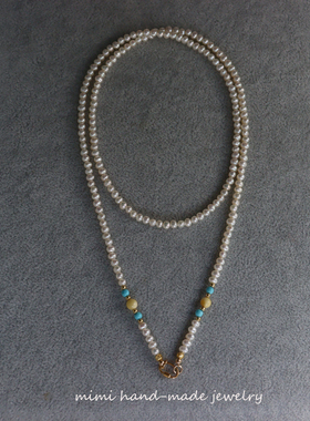 天然小米珍珠毛衣链项链