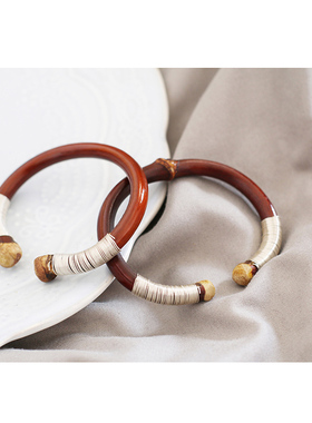 西藏鸡血藤s999纯银手镯纯手工男女简约情侣款理想三旬陈鸿宇同款