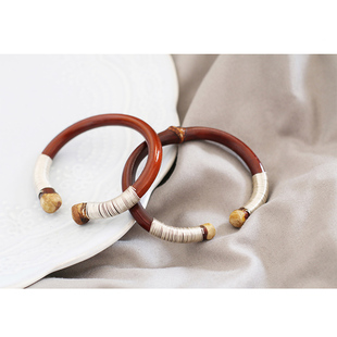 西藏鸡血藤s999纯银手镯纯手工男女简约情侣款理想三旬陈鸿宇同款