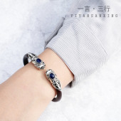 西藏鸡血藤手镯藤镯木手镯男款 情侣对镯纯银镯子无节简约开口 女款