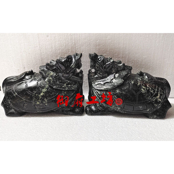 天然独山玉龙龟摆件子母龙龟现代家居客厅电视柜摆放风水开业送礼