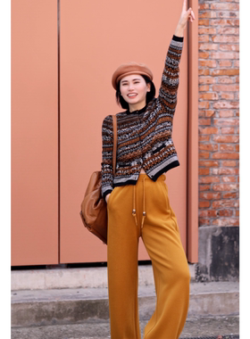 【一条过冬】加绒暖橘色百搭裤250192