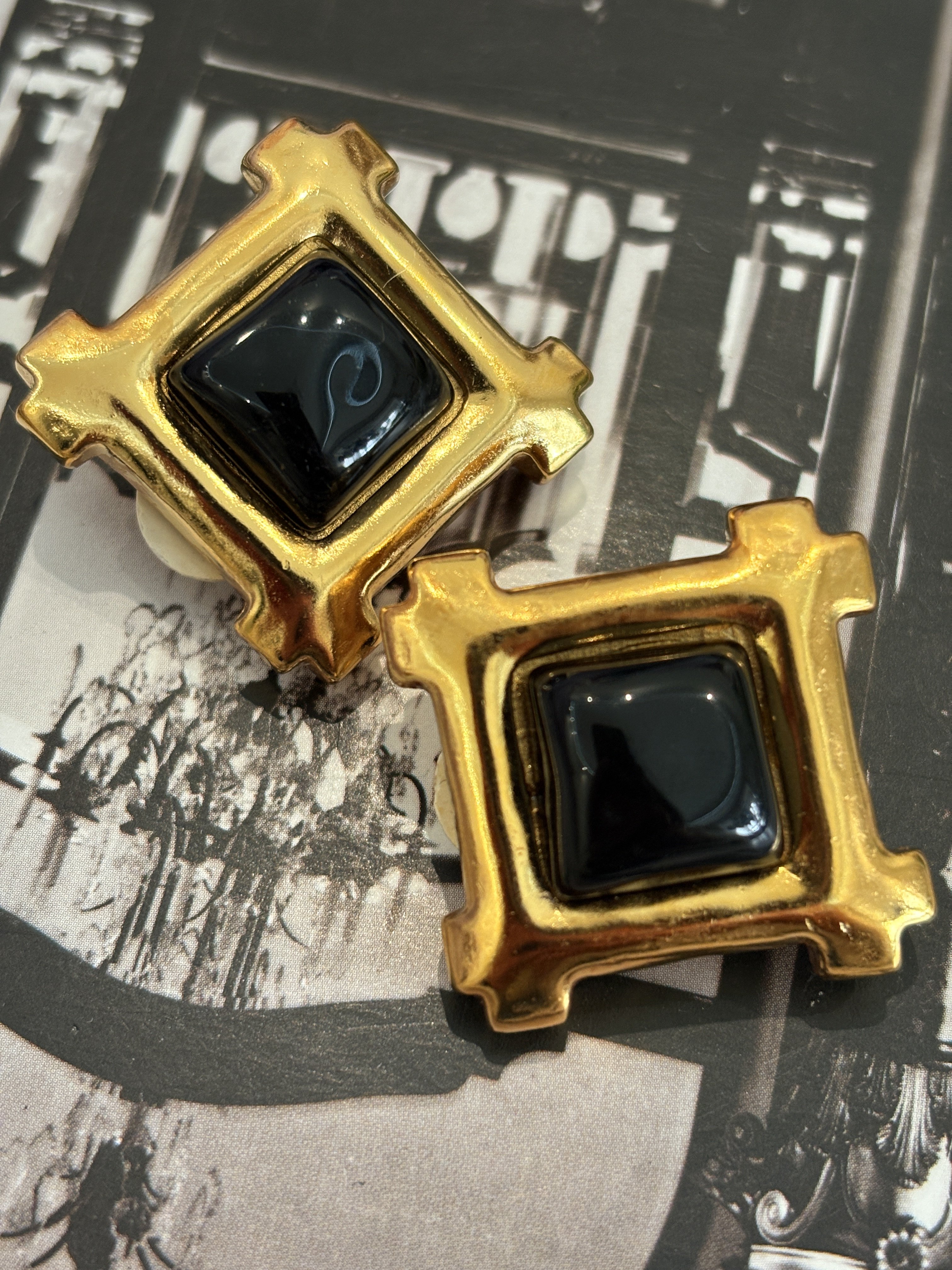 vintage中古carlisle黑金方形耳夹,个性定制/设计服务/DIY,戒指/手饰定制,淘宝优惠券,粉丝福利购,淘宝优惠卷