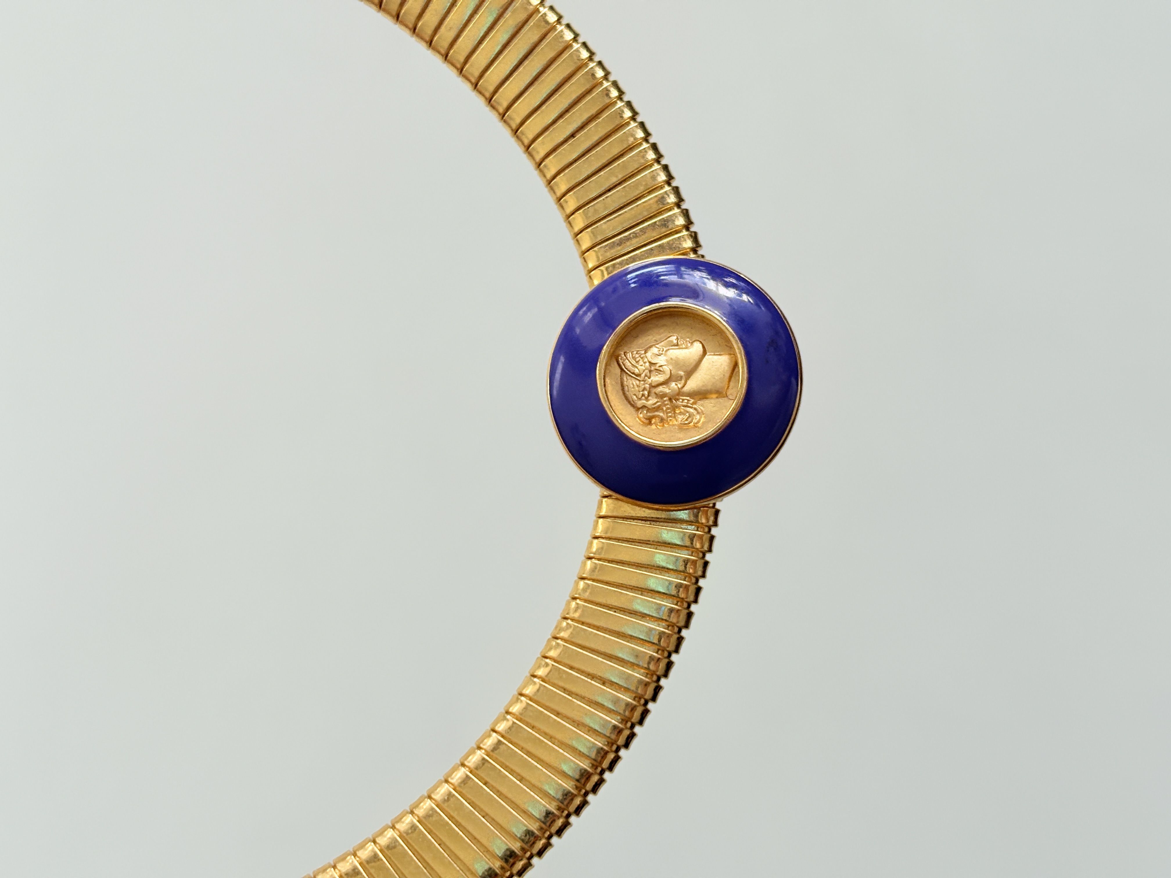 vintage中古Monet莫奈紫色珐琅釉金币蛇骨耳针项链套装