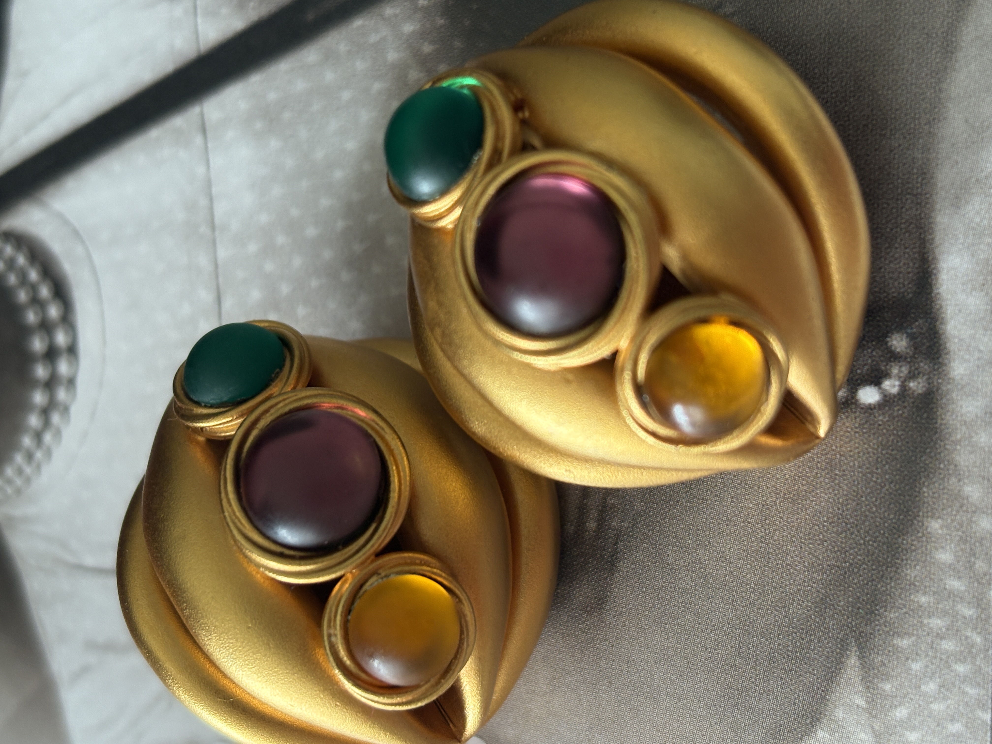 Panagopoulos中古彩宝琉璃果冻大耳夹