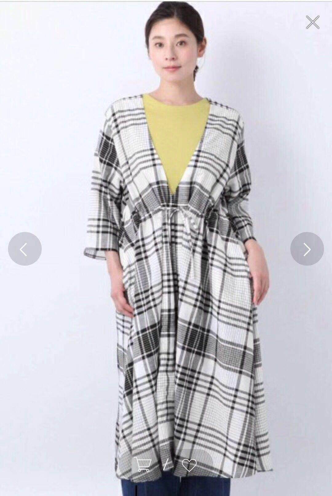 Japanese Mori cotton long sleeved dress check