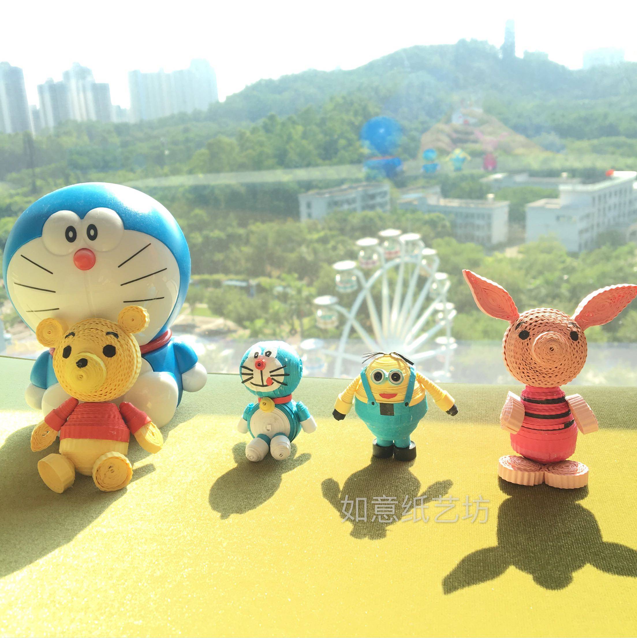 衍纸公仔 立体衍纸小人 diy原创手工小黄人哆啦a梦材料包套餐