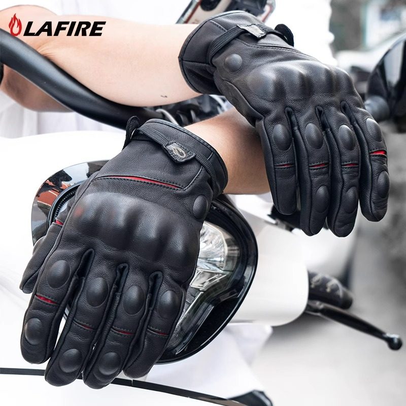 LAFIRE碳纤维先锋春秋保暖摩托车骑行手套冬季防风防水触屏刀锋