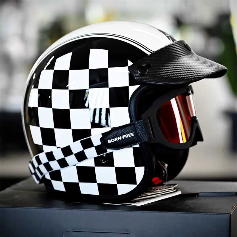意大利TRRF碳纤维复古头盔哈雷凯旋摩托车半盔vespa踏板男女3/4盔