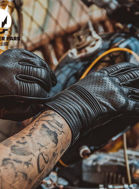 外星蜗牛怪兽公园摩托车手套006复古哈雷触屏男005羊皮VTG001/007