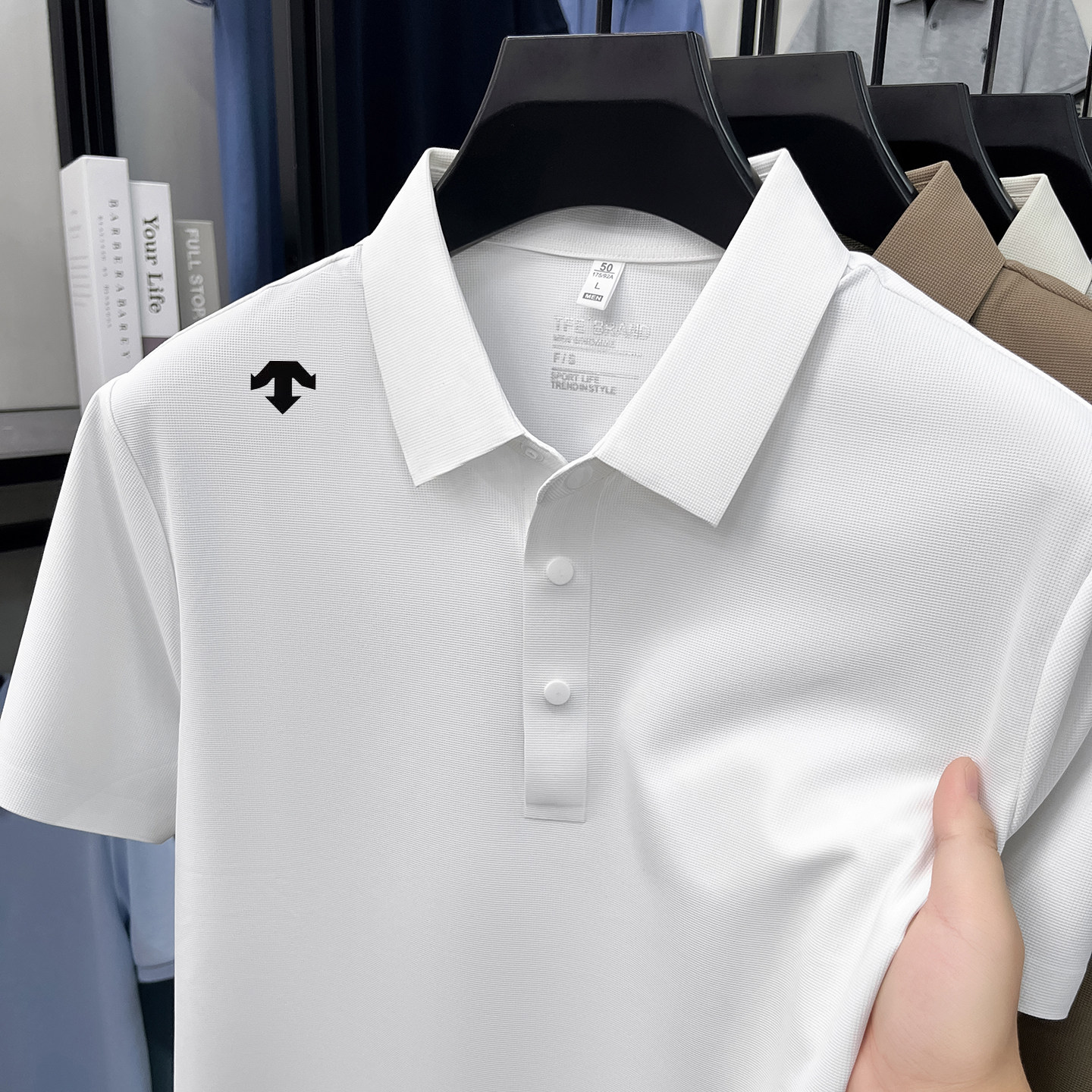 奥莱正品轻奢翻领POLO衫男短袖速干运动休闲T恤夏季冰丝凉感上衣