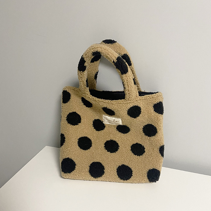 毛绒绒波点原创手拎布包