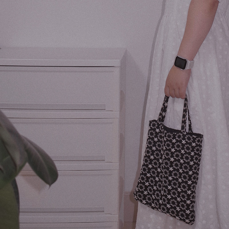 回因|黑白刺绣手拎小布袋