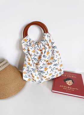 文艺田园古风竹节手拎女包木环手工小包复古旗袍新国风古典包包