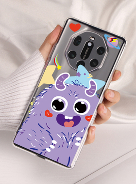 卡通紫色怪兽华为mate40RS保时捷适用mate60pro+透明m30pro硅胶套p50软壳mate50rs典藏版荣耀magic5/4/3 pro