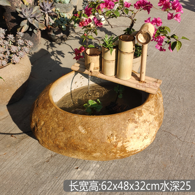 石头摆件入户花园自然禅意水景