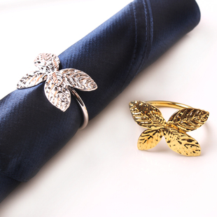 酒店样板房间装饰餐巾扣 精美树叶餐巾圈 西式餐具口布扣口布环