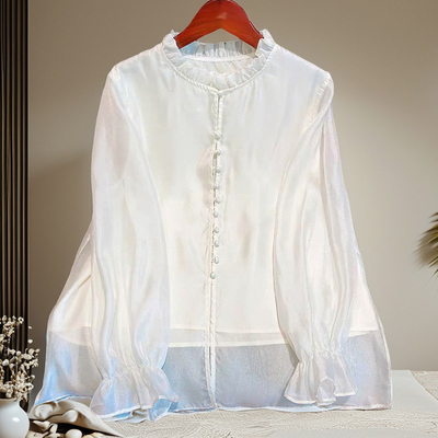 安娜滕新中式上衣女长袖荷叶边