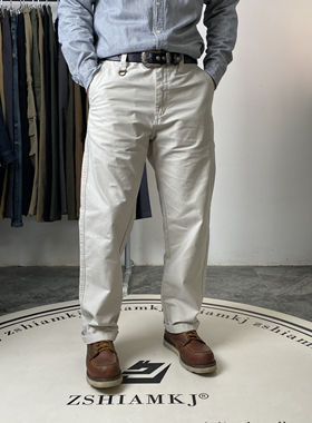 新款美式复古微阔休闲裤男士硬挺厚实纯棉百搭裤子宽松长裤 5119