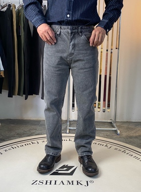新款复古水洗做旧雪花灰牛仔裤美式直筒休闲长腿牛仔裤男士 5132