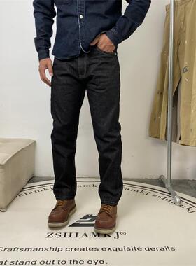 新款重磅水洗黑色牛仔裤男士复古休闲裤子硬挺潮流牛仔裤长裤5066