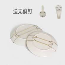 W型隐形装 饰盘四方金属挂钩弹簧挂盘钩铁艺挂架挂墙钩子圆盘子钩