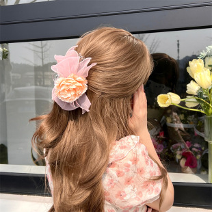 法式 复古牡丹花发夹边夹侧边后脑勺抓夹头饰春夏度假氛围感发饰女