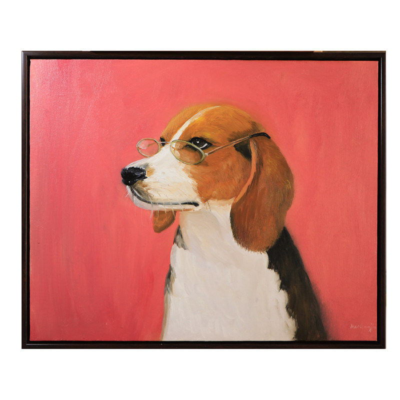 手绘宠物肖像立体油画定制纪念狗狗猫咪二哈照片肖像挂墙金毛狗画