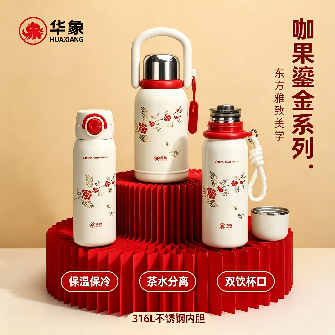 华象咖果系列保温杯便携时尚水杯