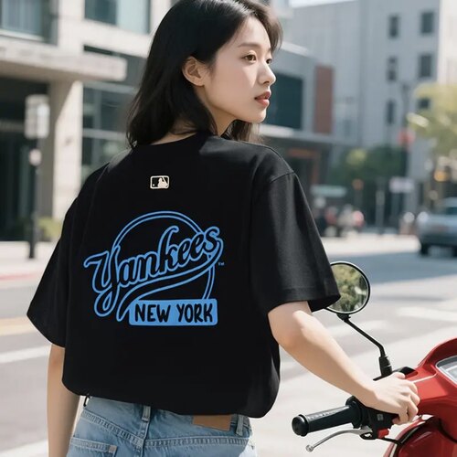 MLB 纽约洋基队 SS25 时尚百搭宽松圆领套头纯棉短袖T恤3ATSB5353