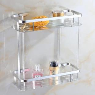 太空铝双层方形置物架浴室化装品架加大两层方形架 904