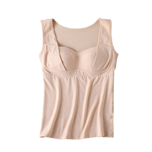 秋冬免穿文胸桑蚕丝羊毛保暖背心 100%真丝内里亲肤透气修身上衣