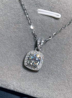 四方钻S925纯银首饰小方糖镶莫桑钻石爆闪亮项链仿真钻八心八箭女