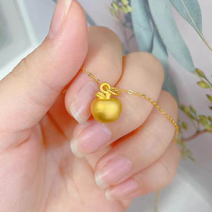 黄金包银平安果项链女苹果吊坠送女友老婆黄金色平安夜圣诞节礼物