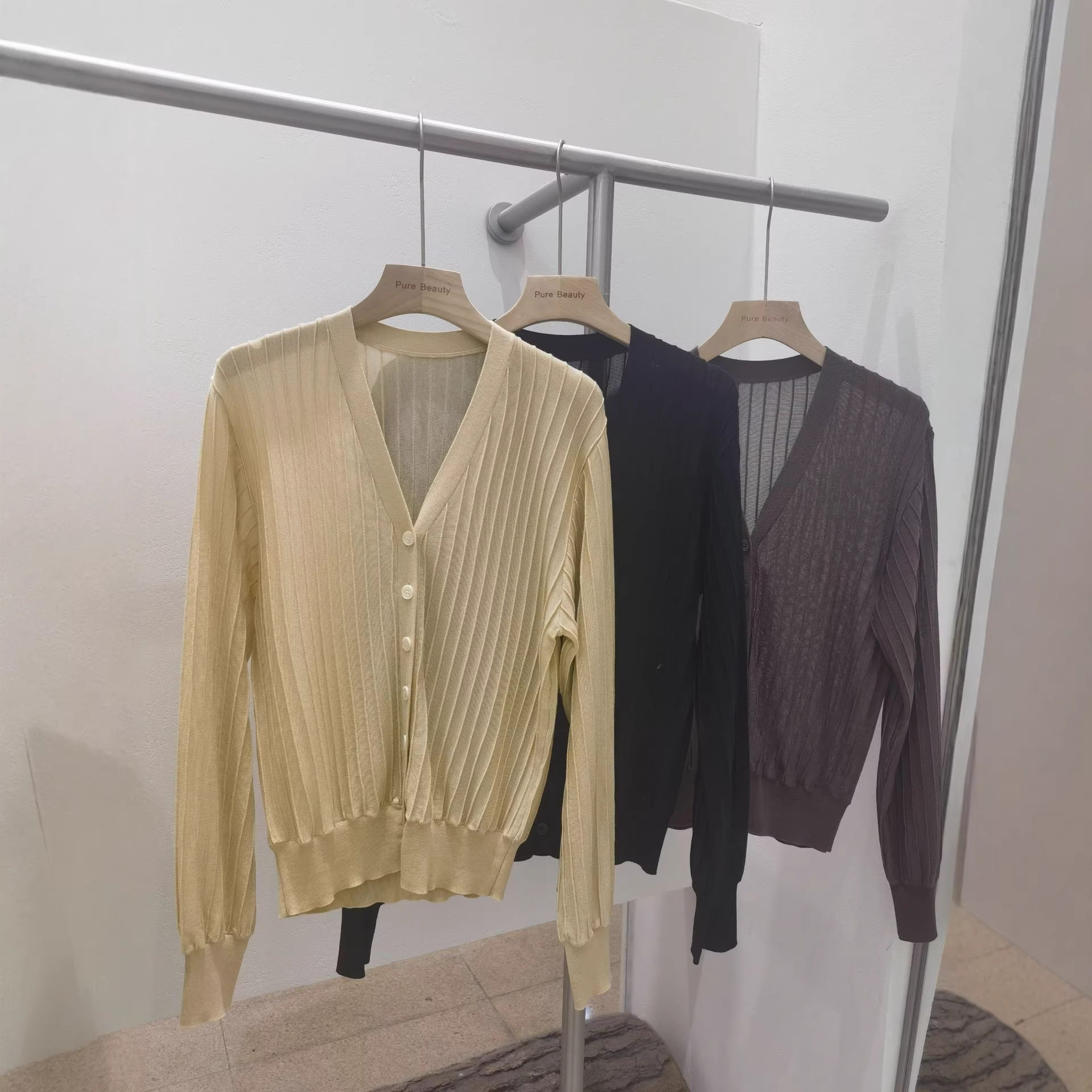 卡其色针织开衫女装外穿外套新款毛针织衫