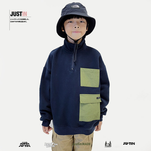 JUSTIN冬季男童棉布日系潮牌卫衣