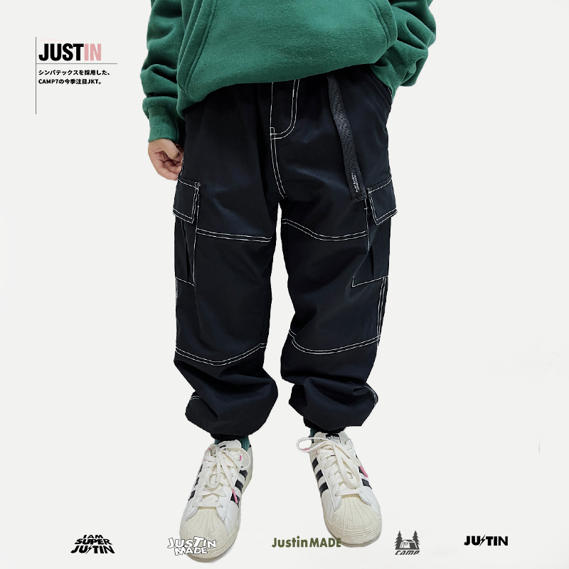 JUSTIN长裤日系潮牌加绒工装裤