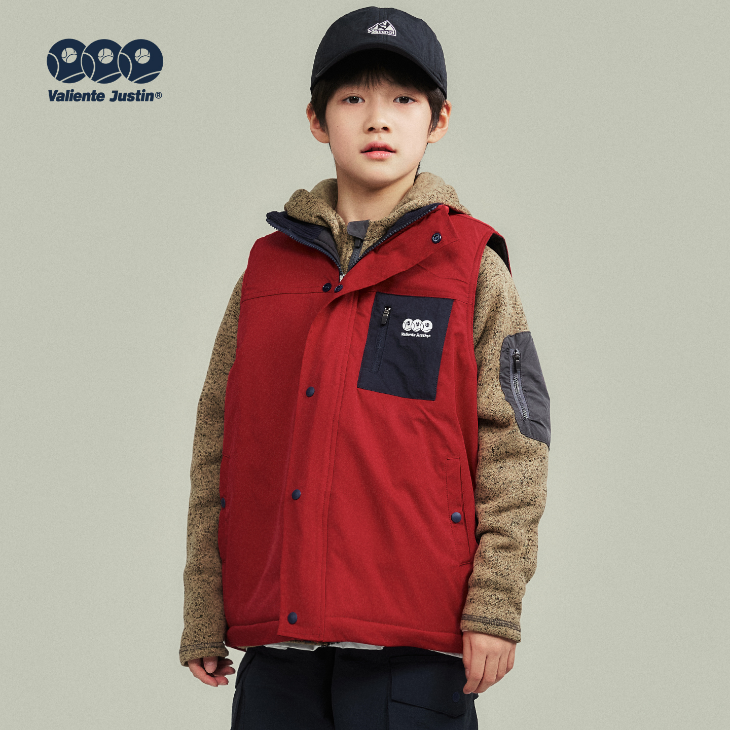 JUSTIN儿童新雪丽圣诞红新年马甲