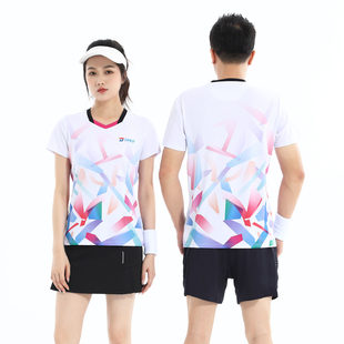 羽毛球服短袖套装新款女上衣运动速干透气比赛团购大码定制男T恤