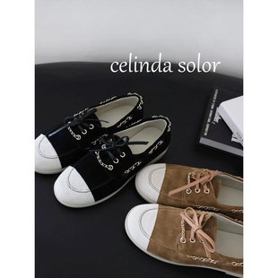 乐福鞋 娇阳 链条拼接休闲单鞋 小香26C麂牛反绒 时髦老钱